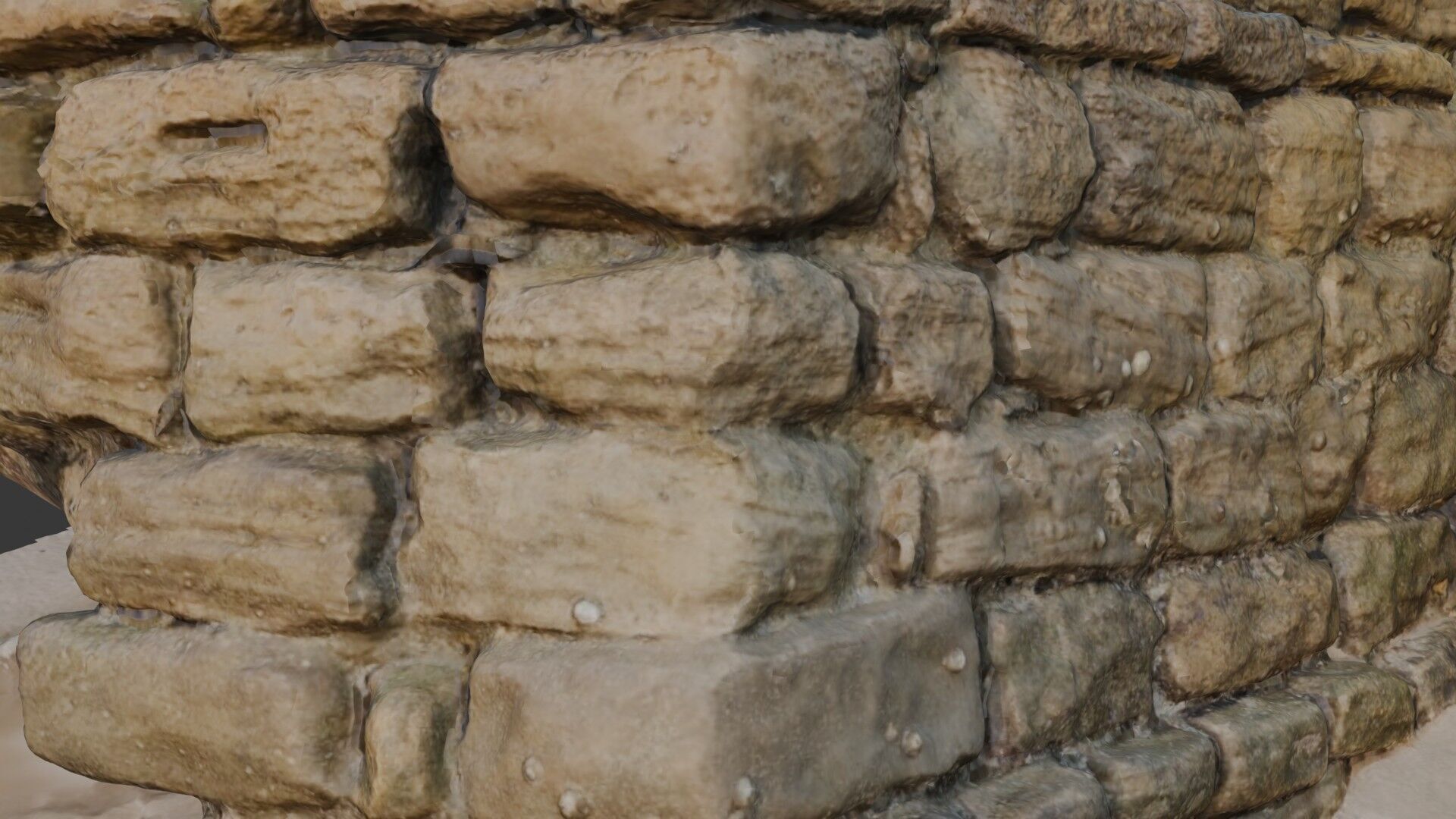 Ancient Stone Wall Ruins - 3D Scan Low-poly 3D model_3