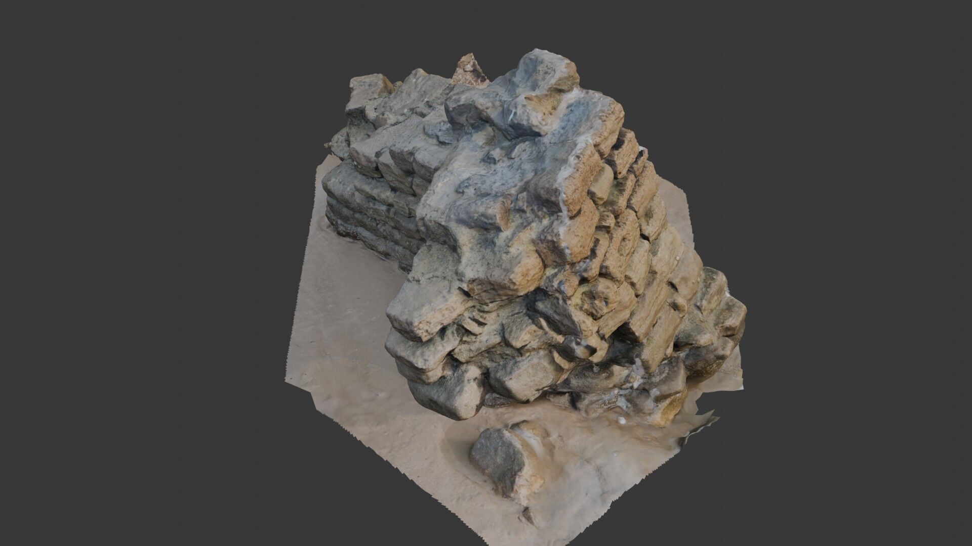 Ancient Stone Wall Ruins - 3D Scan Low-poly 3D model_5
