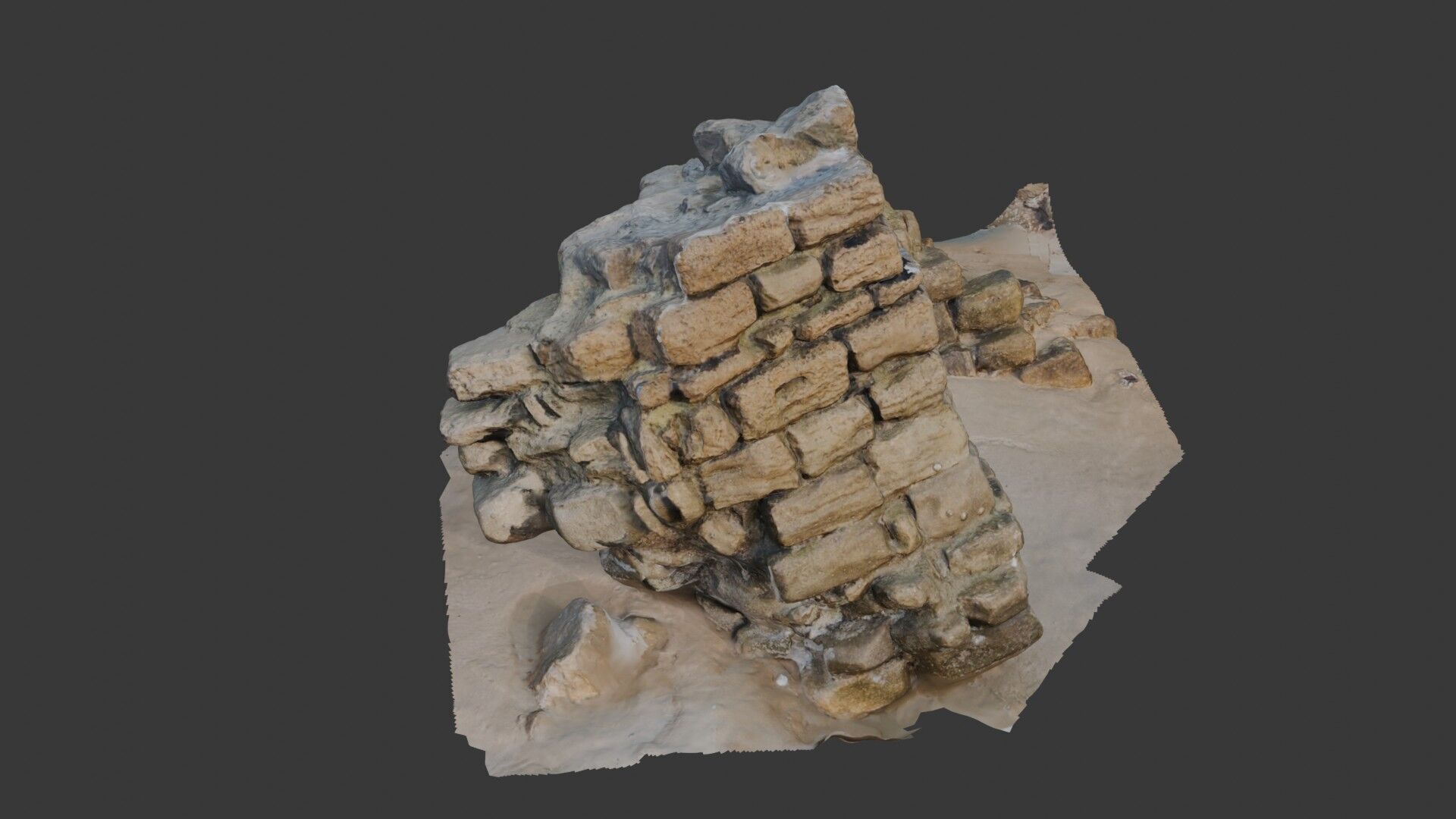 Ancient Stone Wall Ruins - 3D Scan Low-poly 3D model_1