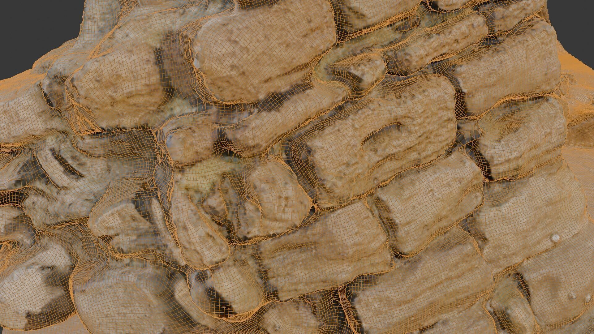 Ancient Stone Wall Ruins - 3D Scan Low-poly 3D model_2