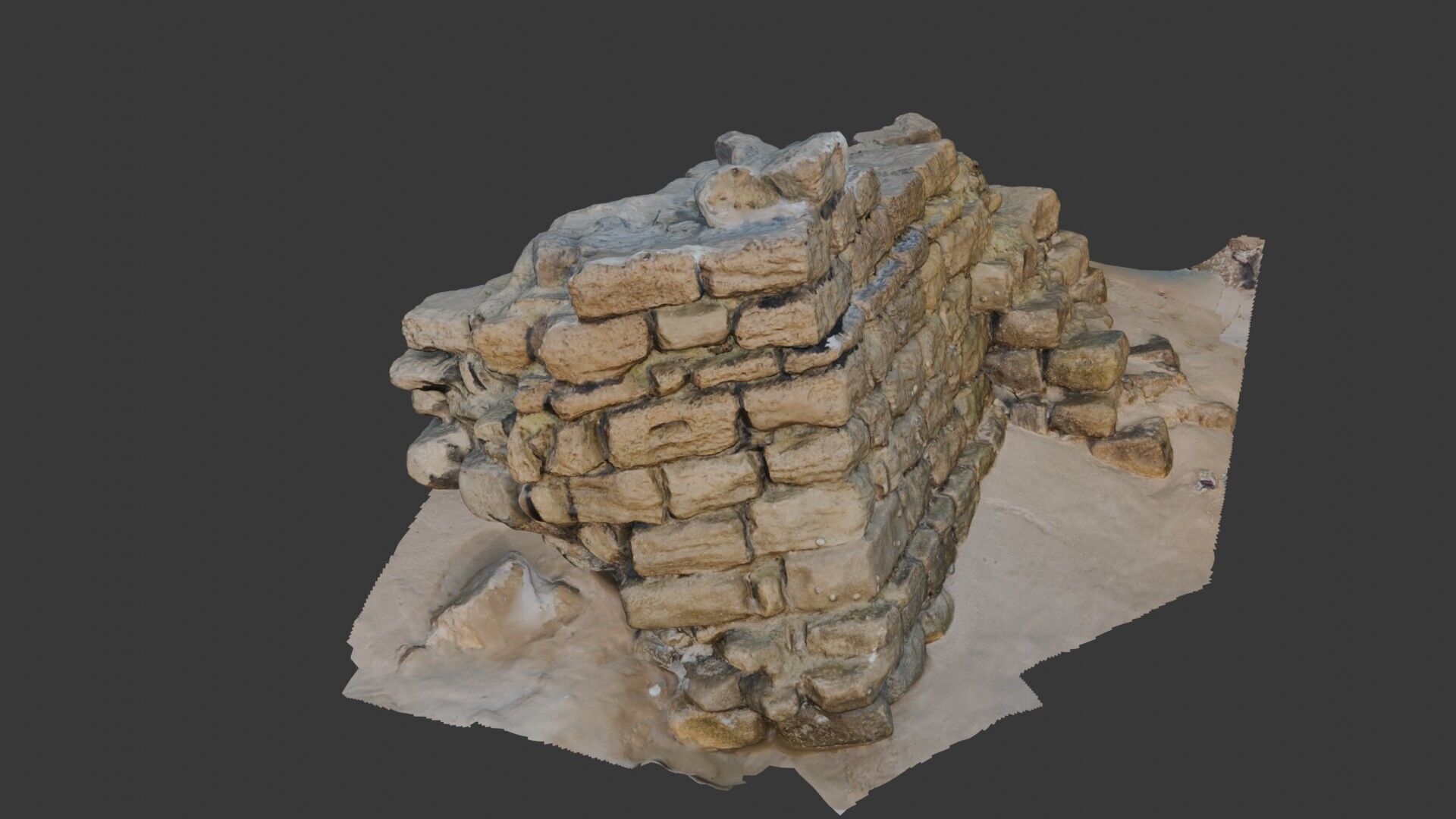 Ancient Stone Wall Ruins - 3D Scan Low-poly 3D model_4