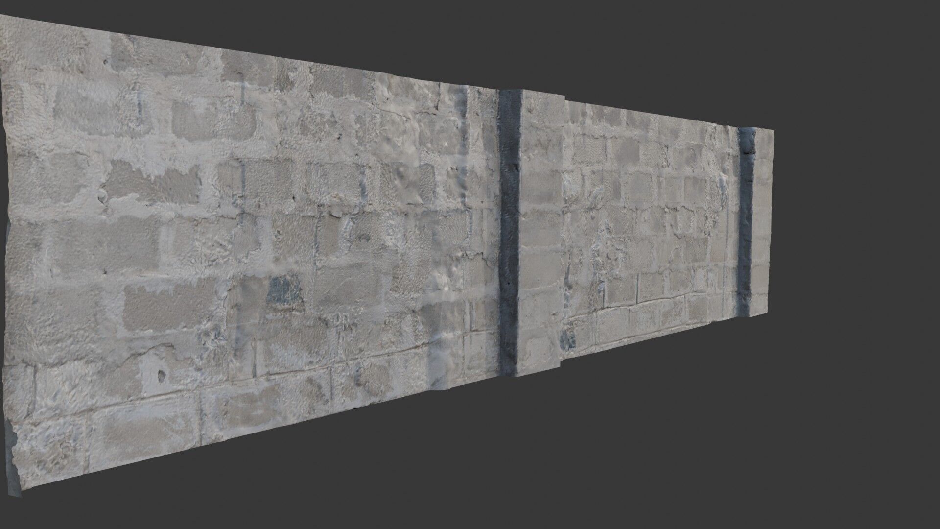 Worn Concrete Brick Wall - 3D Scan Low-poly 3D model_4