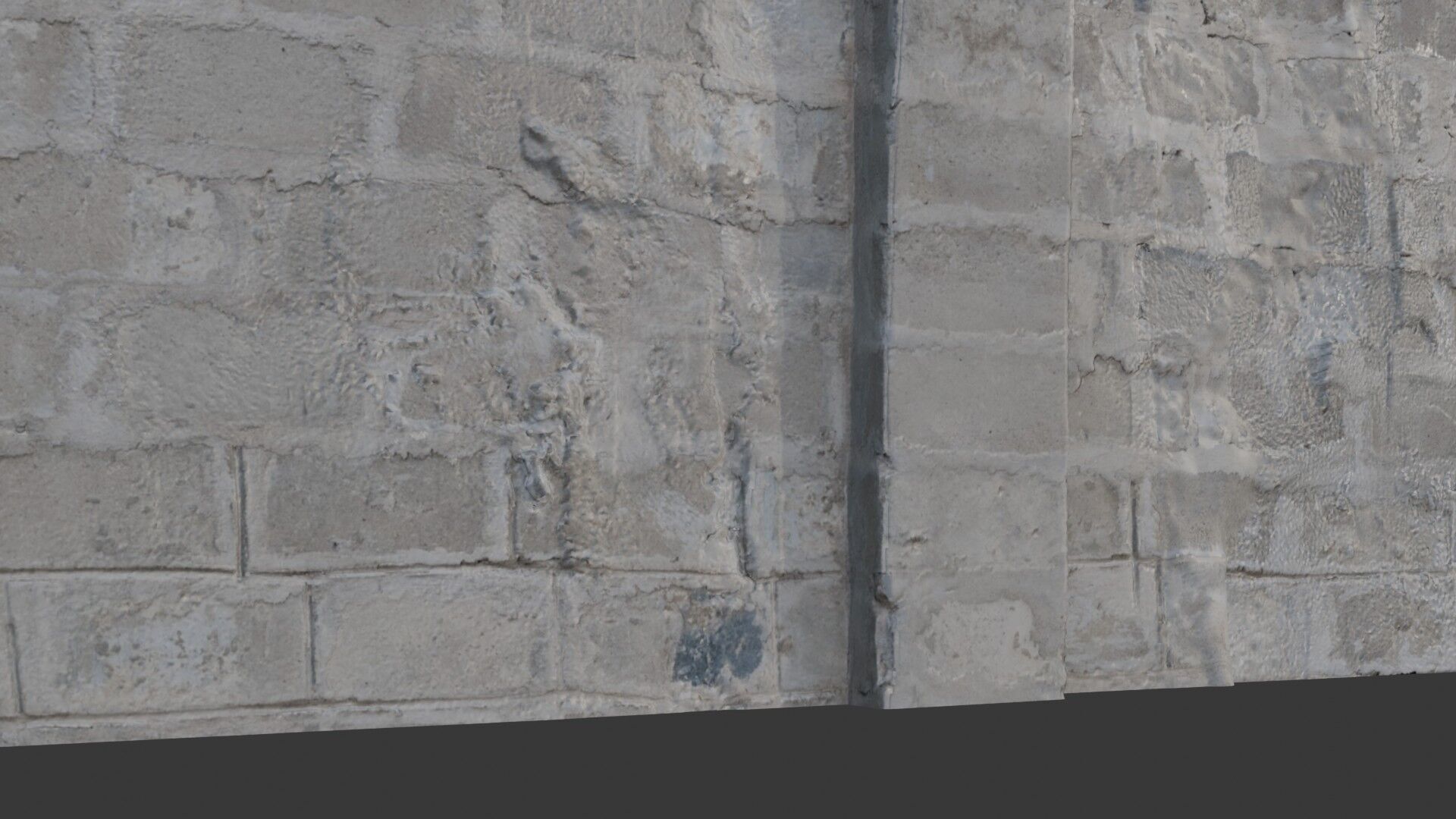 Worn Concrete Brick Wall - 3D Scan Low-poly 3D model_3