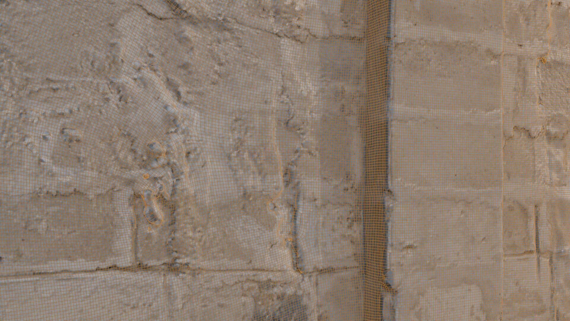 Worn Concrete Brick Wall - 3D Scan Low-poly 3D model_2