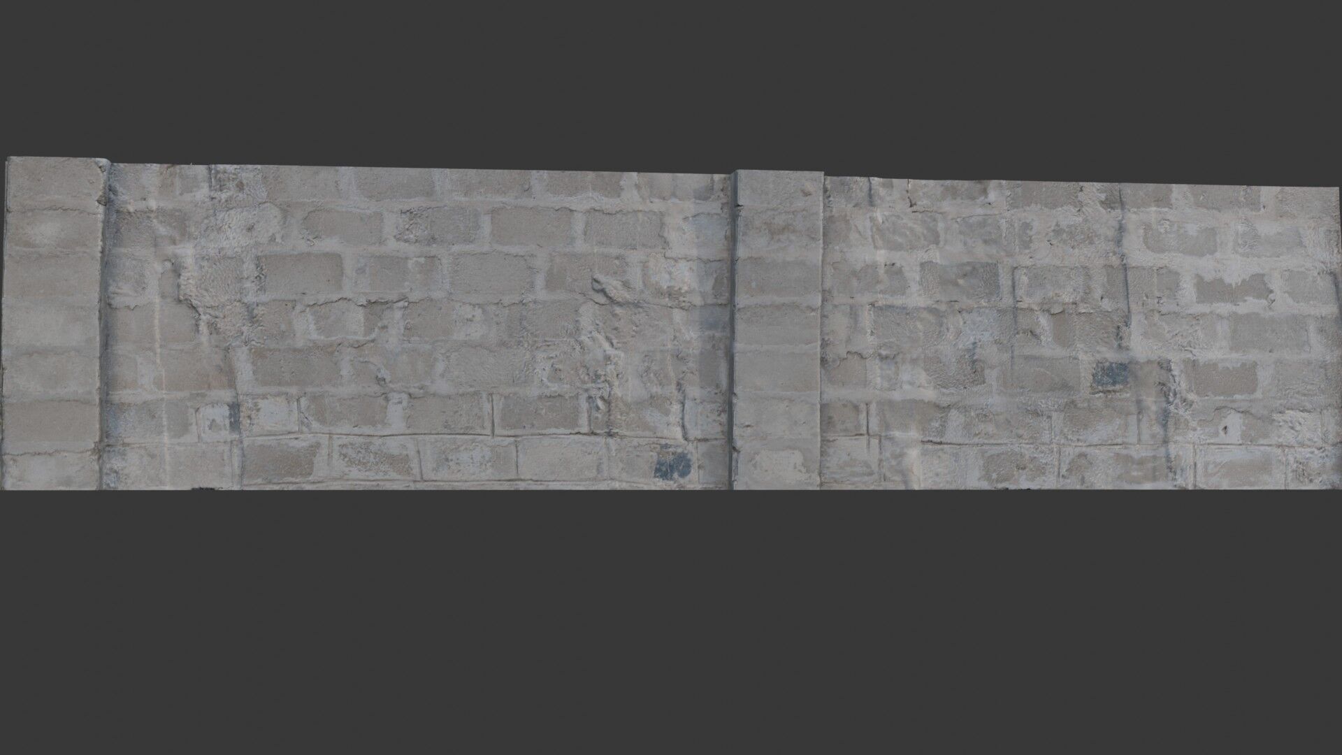 Worn Concrete Brick Wall - 3D Scan Low-poly 3D model_1