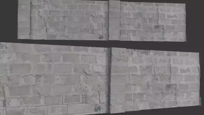 Worn Concrete Brick Wall - 3D Scan
