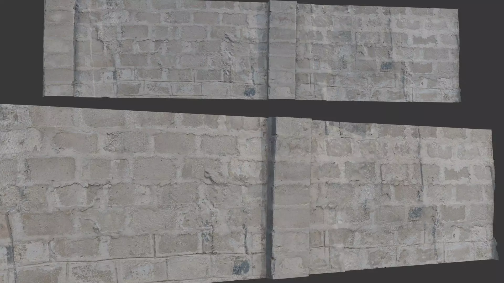 Worn Concrete Brick Wall - 3D Scan Low-poly 3D model_0