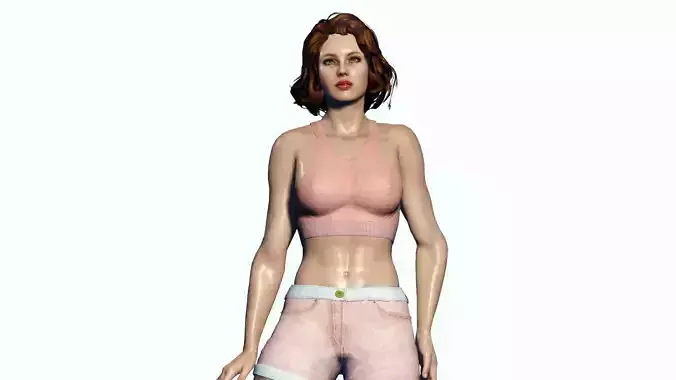 Sexy Fitness Girl Low-poly 3D model