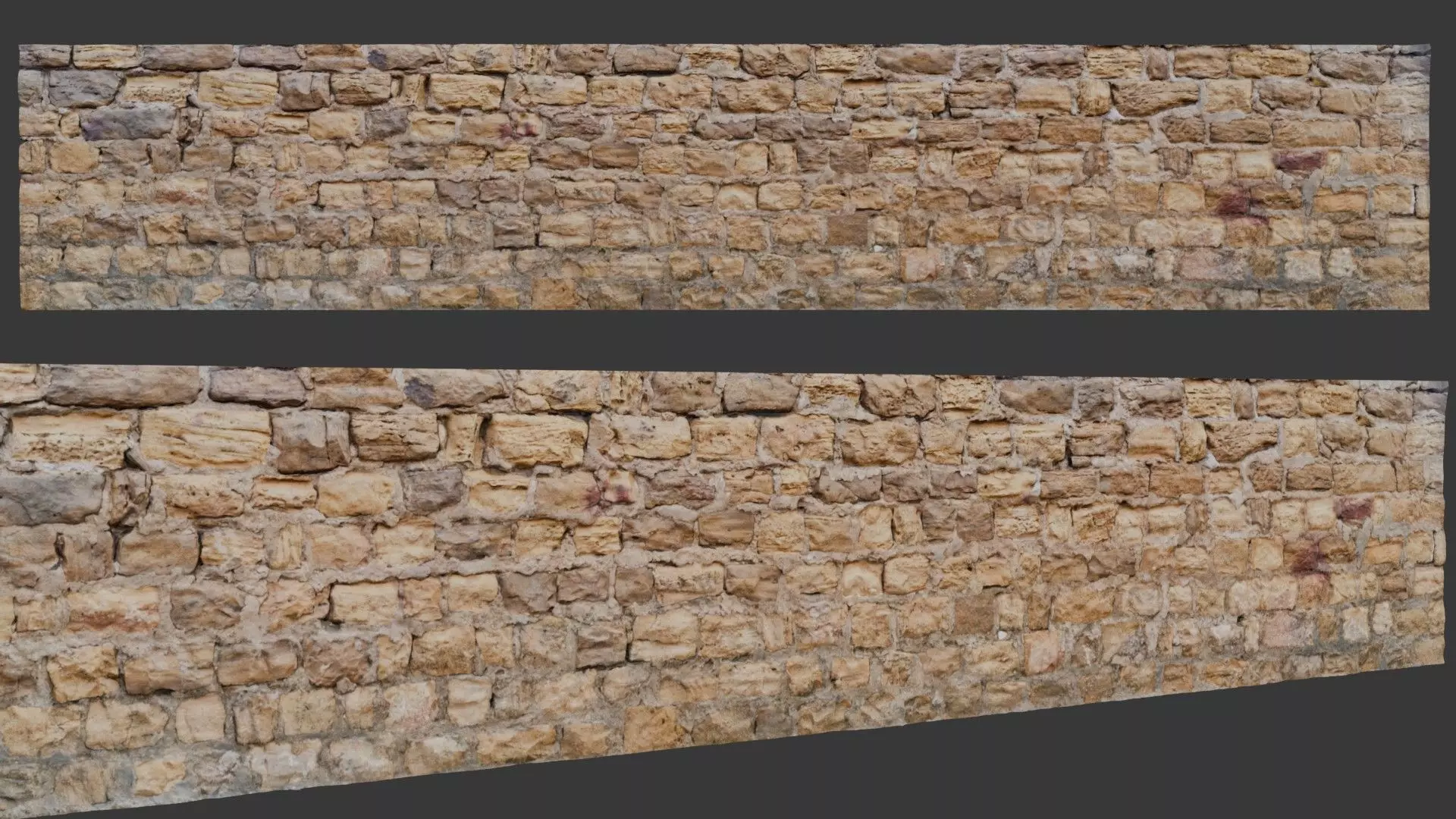 Weathered Sandstone Brick Wall - 3D Photogrammetry Scan Low-poly 3D model_0