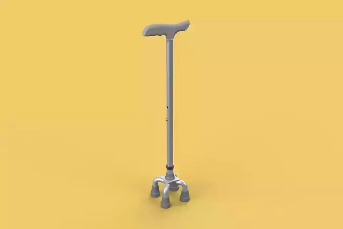 QUAD WALKING CANE QUADRIPOD AID ELDERLY STICK POLE FEET FOUR LEG 3D model