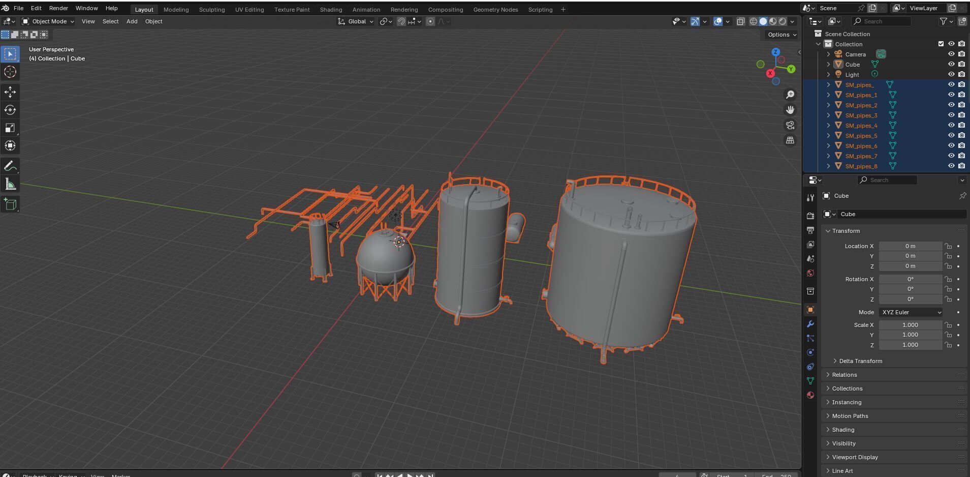 Industrial Tank And Pipes for Unreal Engine And Unity Game Ready Low-poly 3D model_5