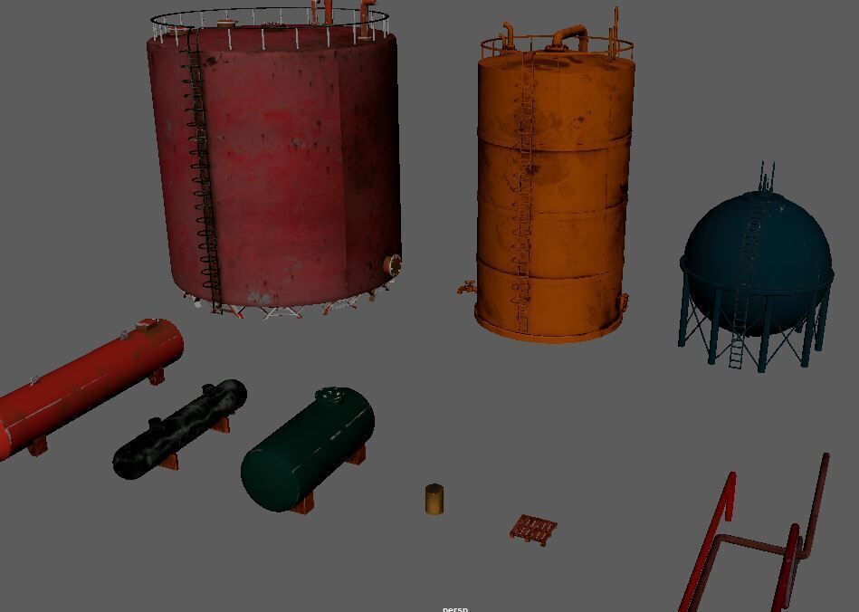 Industrial Tank And Pipes for Unreal Engine And Unity Game Ready Low-poly 3D model_2
