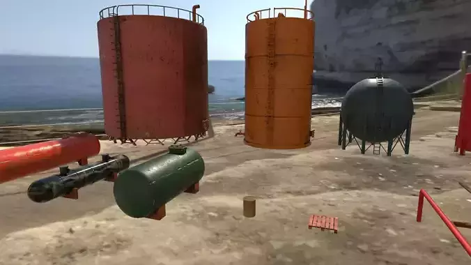 Industrial Tank And Pipes for Unreal Engine And Unity Game Ready