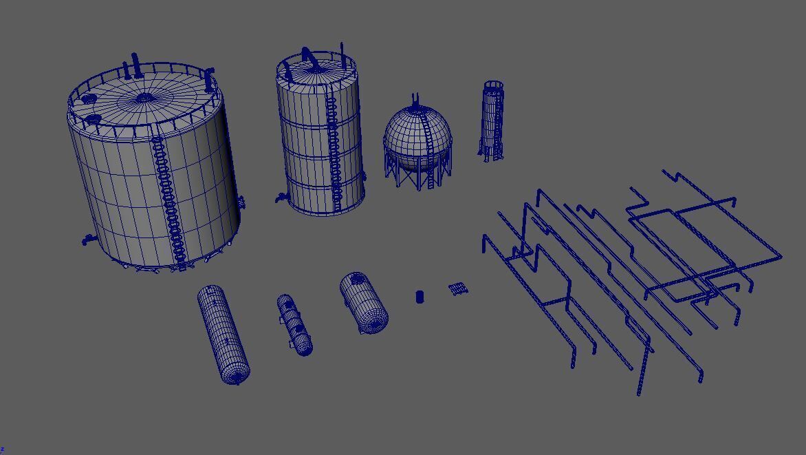 Industrial Tank And Pipes for Unreal Engine And Unity Game Ready Low-poly 3D model_4