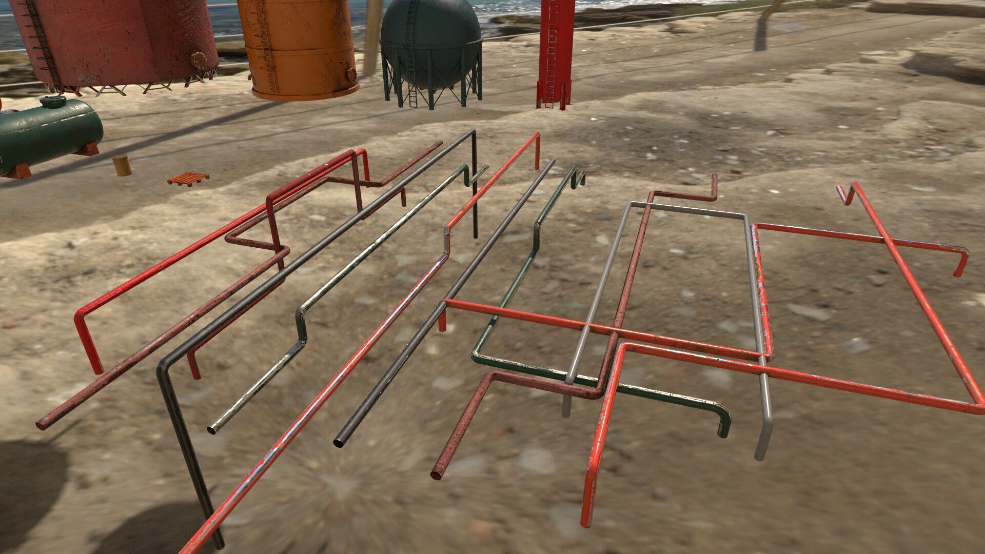 Industrial Tank And Pipes for Unreal Engine And Unity Game Ready Low-poly 3D model_1