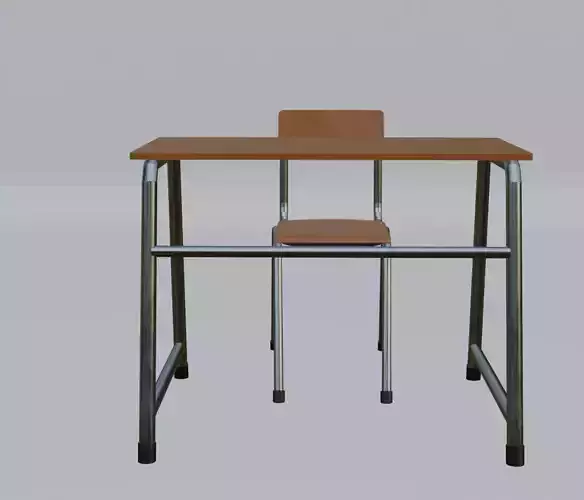school desk and chair Low-poly 3D model