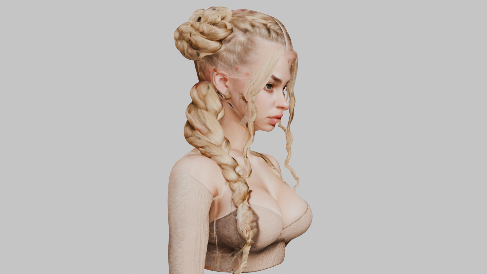 8 IN 1 YOUNG BEAUTIFUL TEEN HEAD BUST PACK FEMALE CHARACTER PACK Low-poly 3D model_35