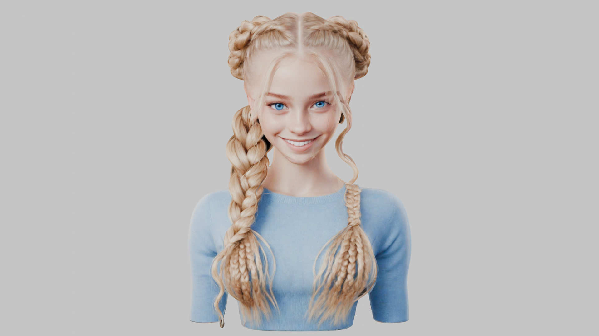 8 IN 1 YOUNG BEAUTIFUL TEEN HEAD BUST PACK FEMALE CHARACTER PACK Low-poly 3D model_9