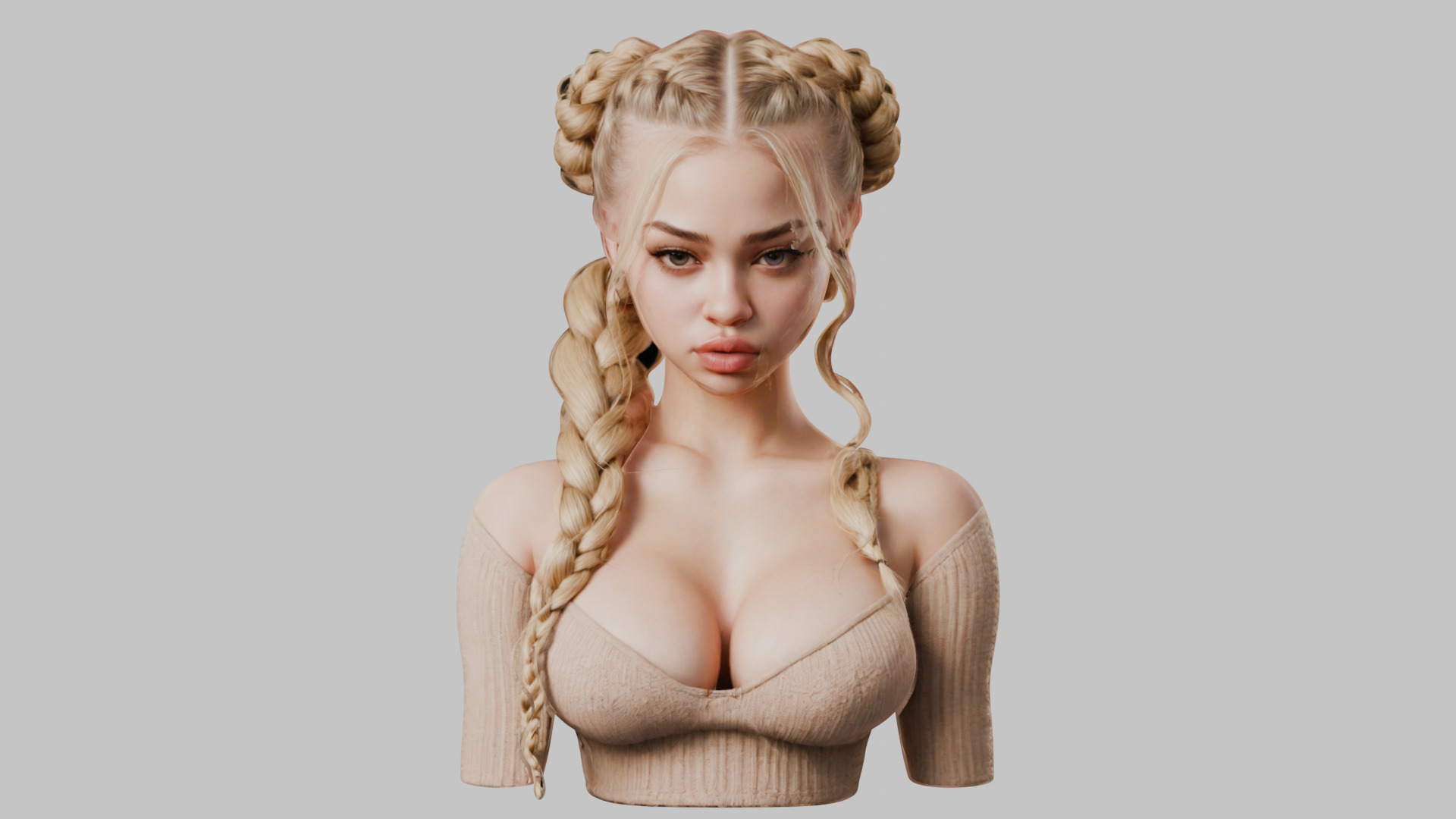 8 IN 1 YOUNG BEAUTIFUL TEEN HEAD BUST PACK FEMALE CHARACTER PACK Low-poly 3D model_5