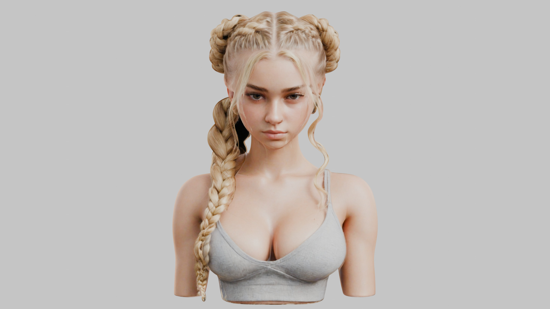 8 IN 1 YOUNG BEAUTIFUL TEEN HEAD BUST PACK FEMALE CHARACTER PACK Low-poly 3D model_7