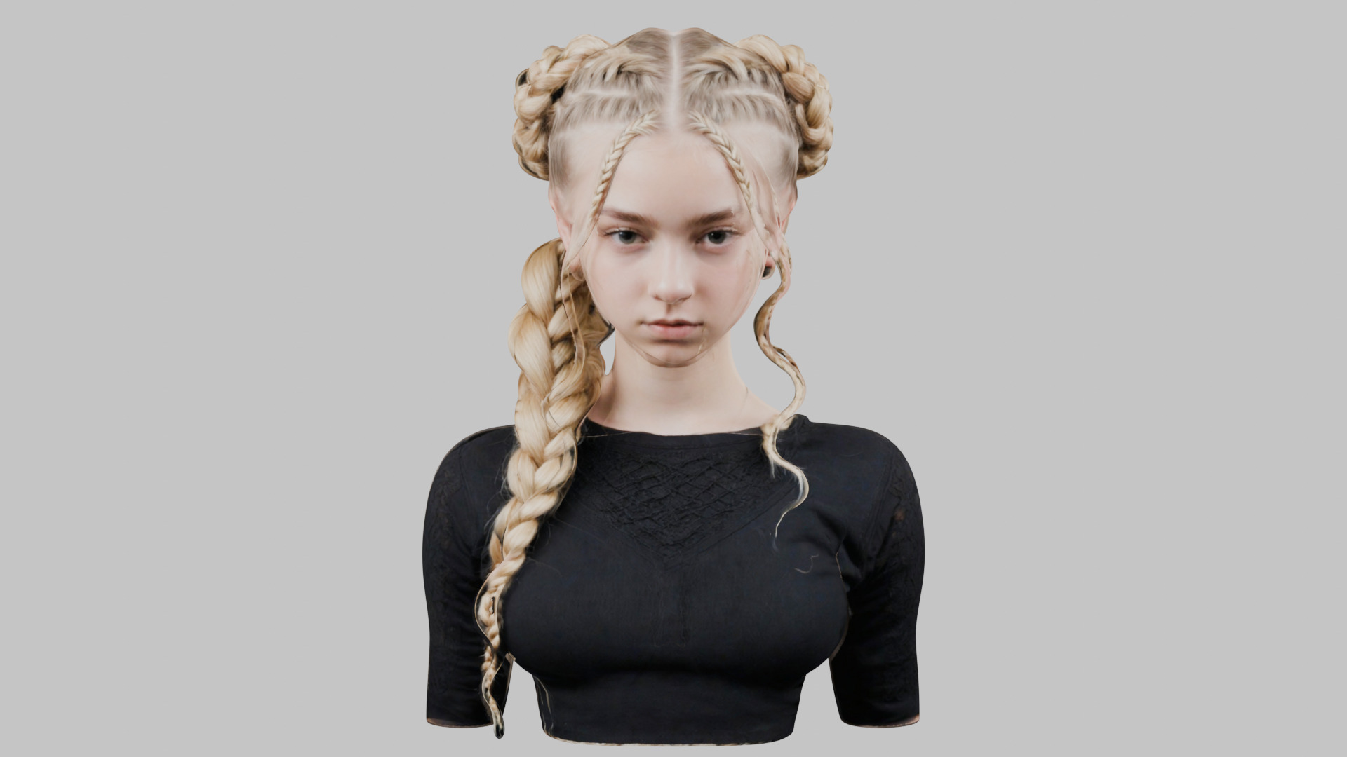 8 IN 1 YOUNG BEAUTIFUL TEEN HEAD BUST PACK FEMALE CHARACTER PACK Low-poly 3D model_10