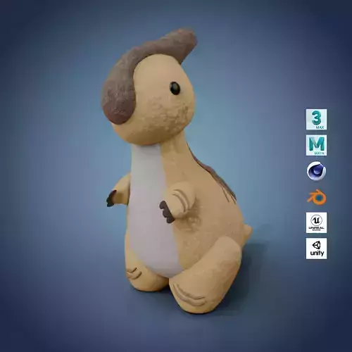 Dinosaur Plush Toy - Parasaurolophus Low-poly 3D model