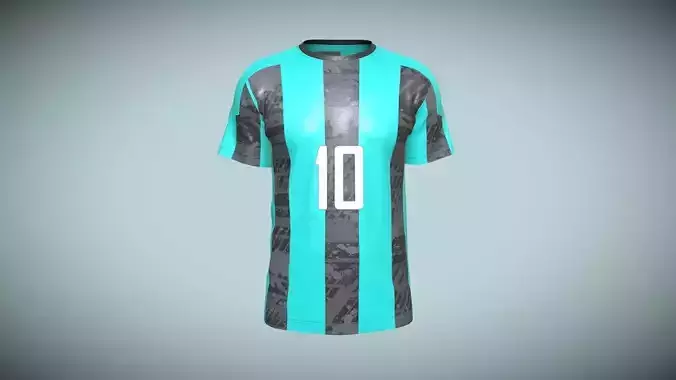 Soccer Ash With Blue Color Jersey Player-10 In Low Poly