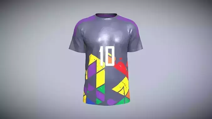 Soccer Ash With Multi Color Jersey Player-10 In Low Poly