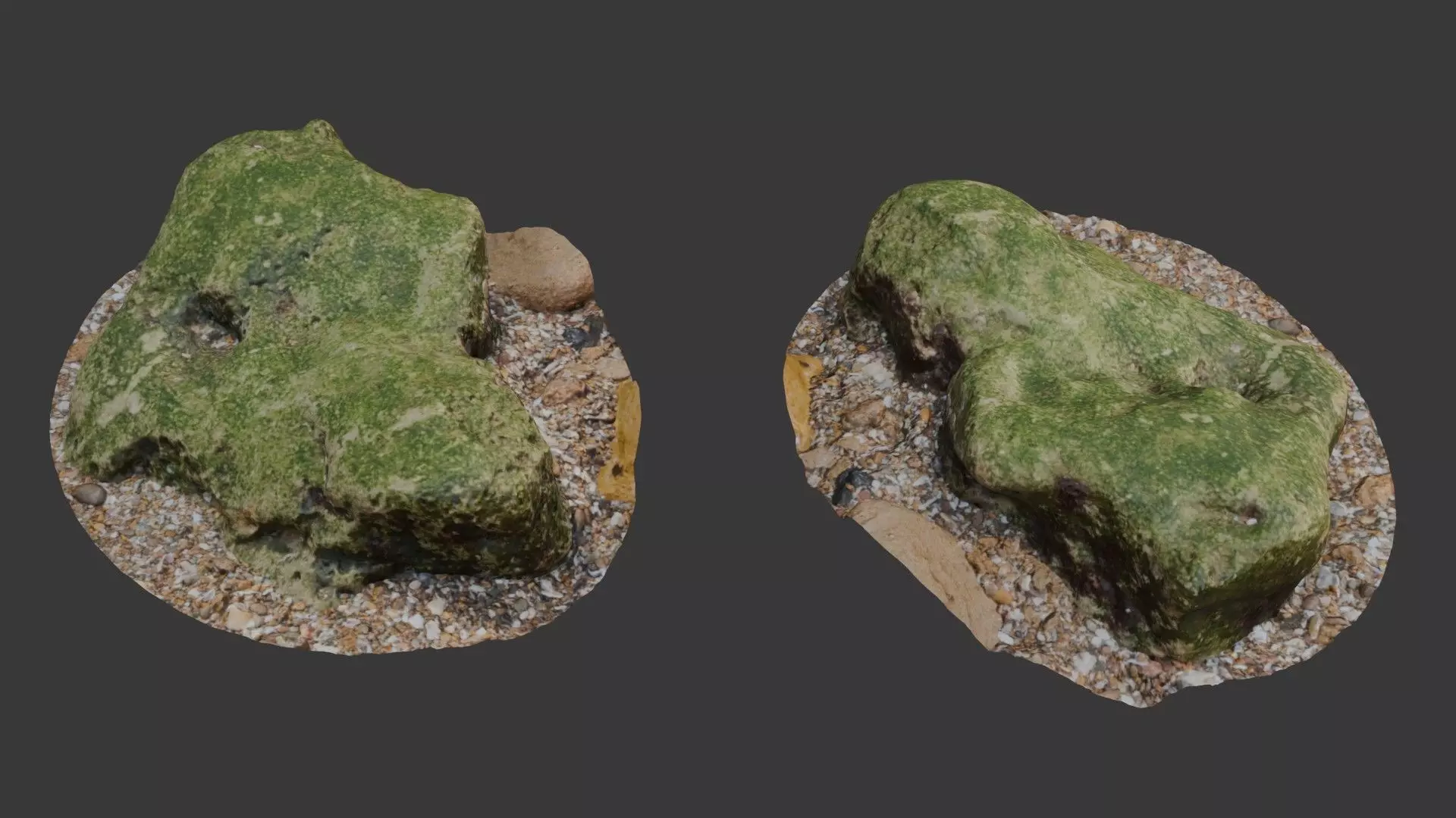 Algae-Covered Coastal Rock Low-poly 3D model
