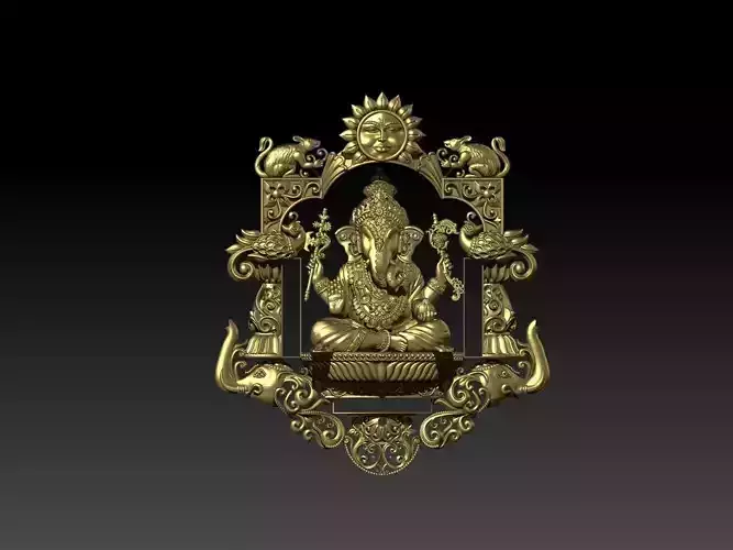 Lord Ganesha Temple Jewelry Pendant  3D Model 3D print model