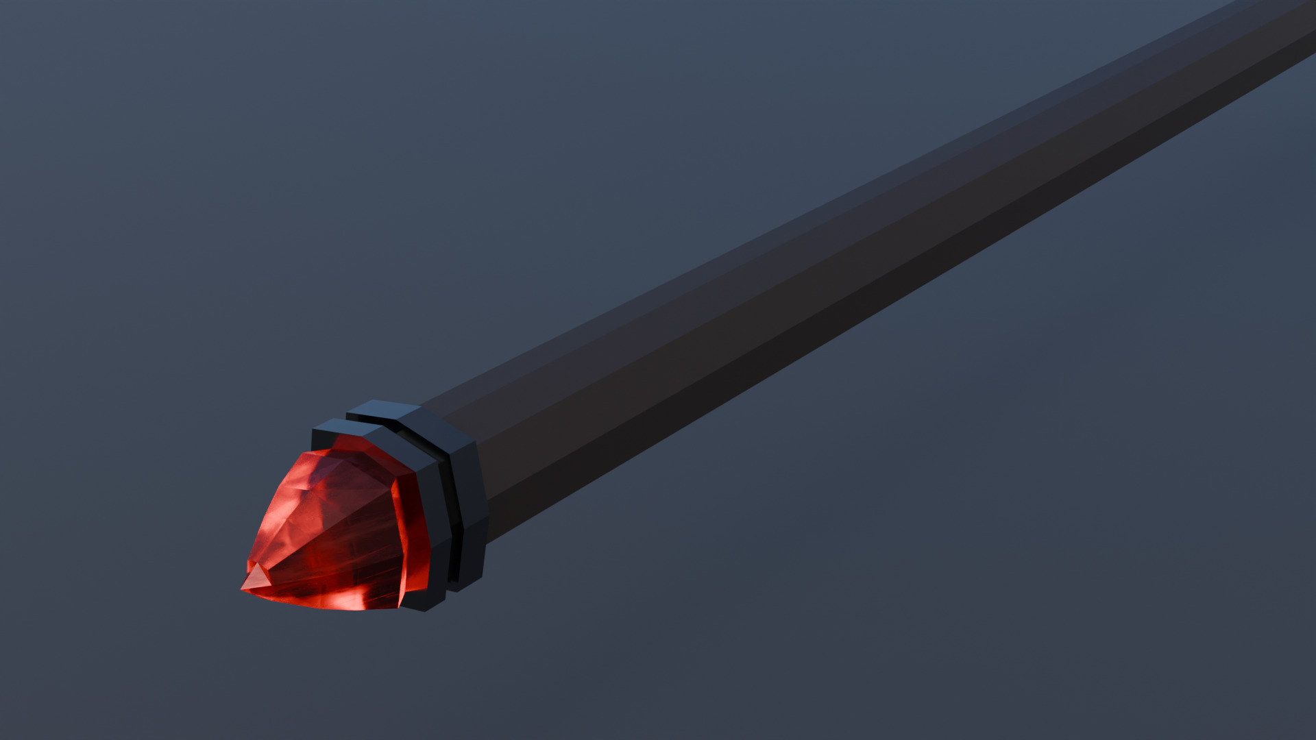 Battle Spear with ruby Low-poly 3D model_2