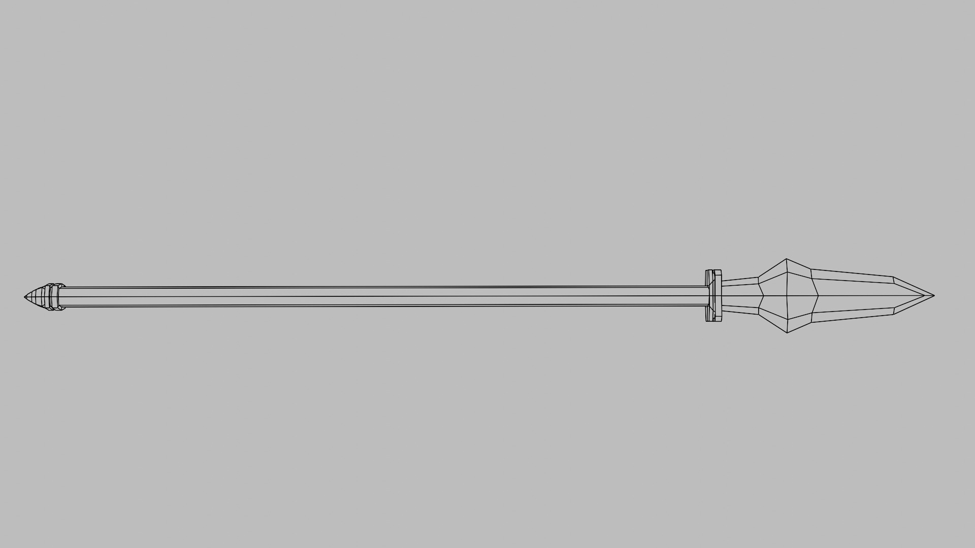 Battle Spear with ruby Low-poly 3D model_6