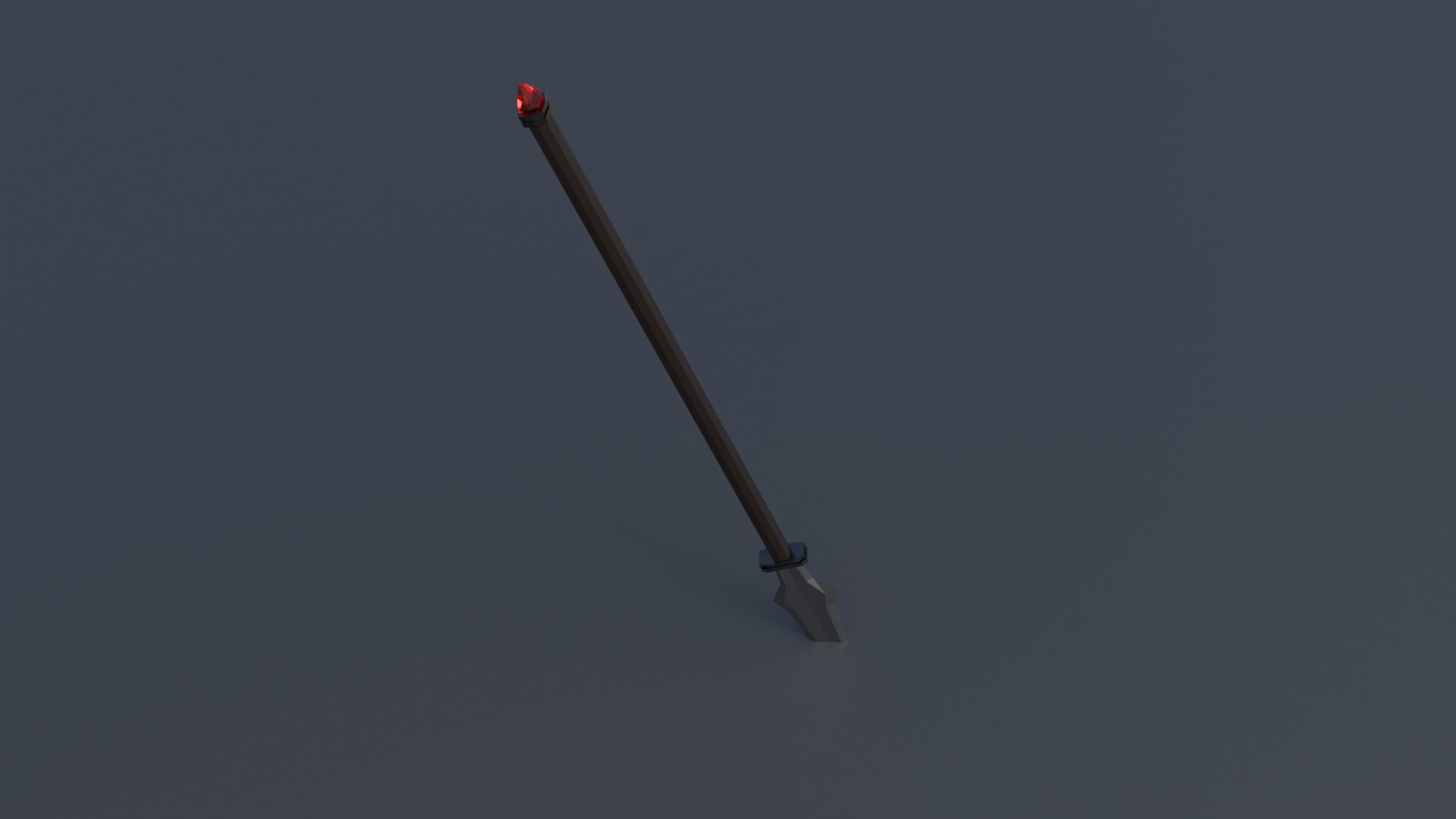 Battle Spear with ruby Low-poly 3D model_4