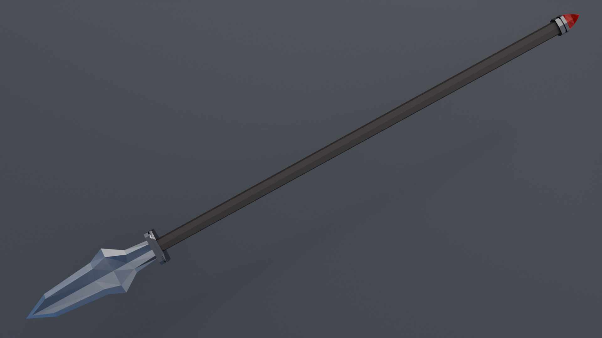 Battle Spear with ruby Low-poly 3D model_1