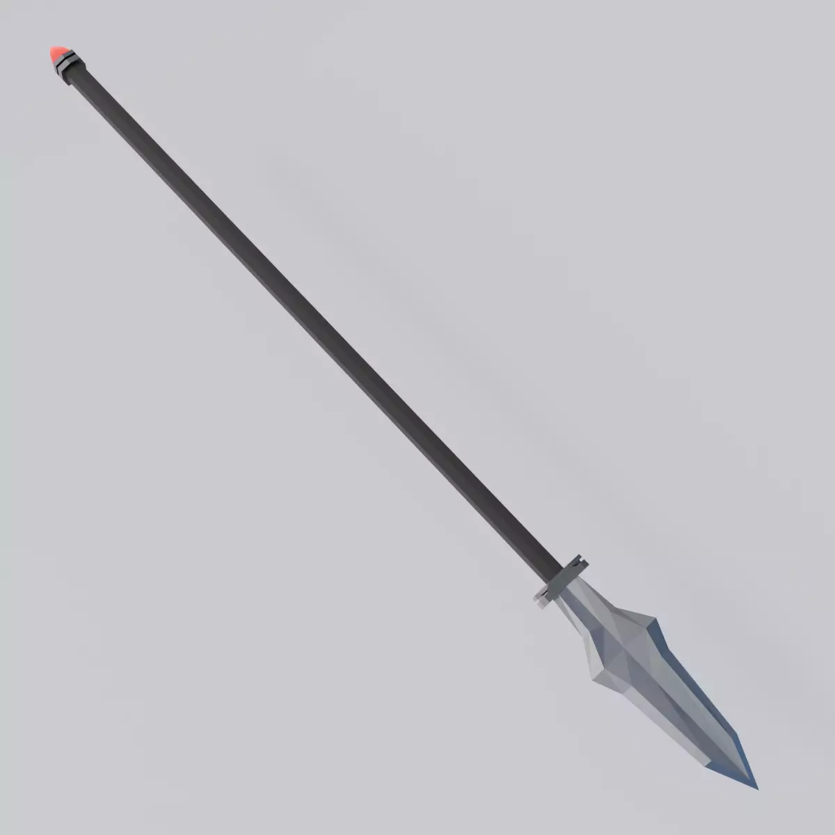 Battle Spear with ruby Low-poly 3D model_0