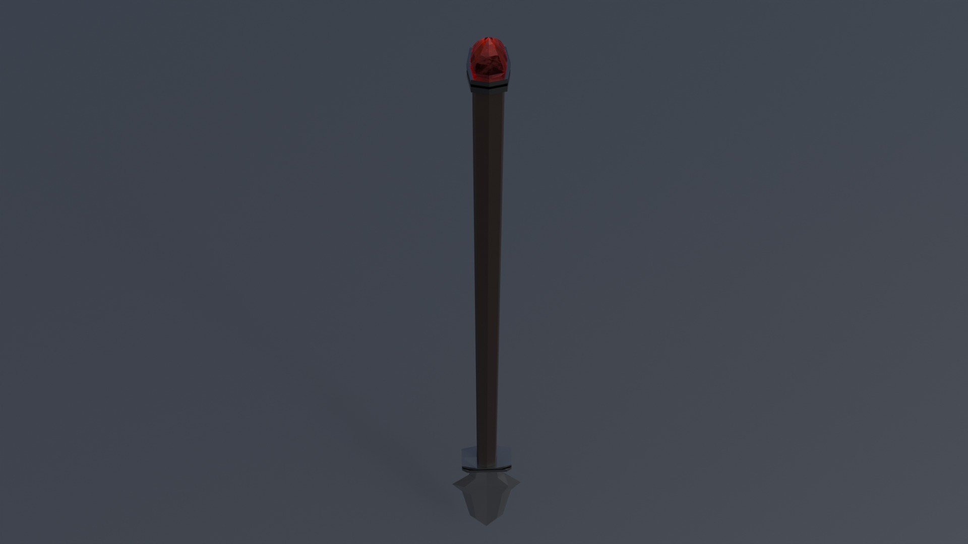 Battle Spear with ruby Low-poly 3D model_3