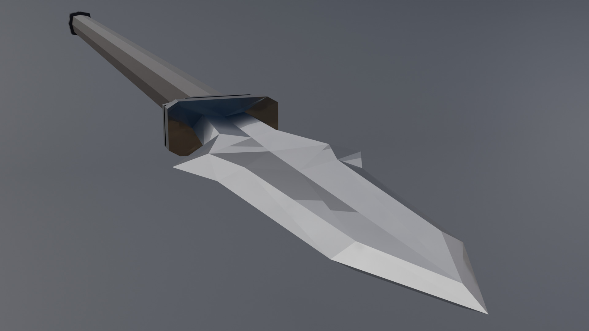 Battle Spear with ruby Low-poly 3D model_5