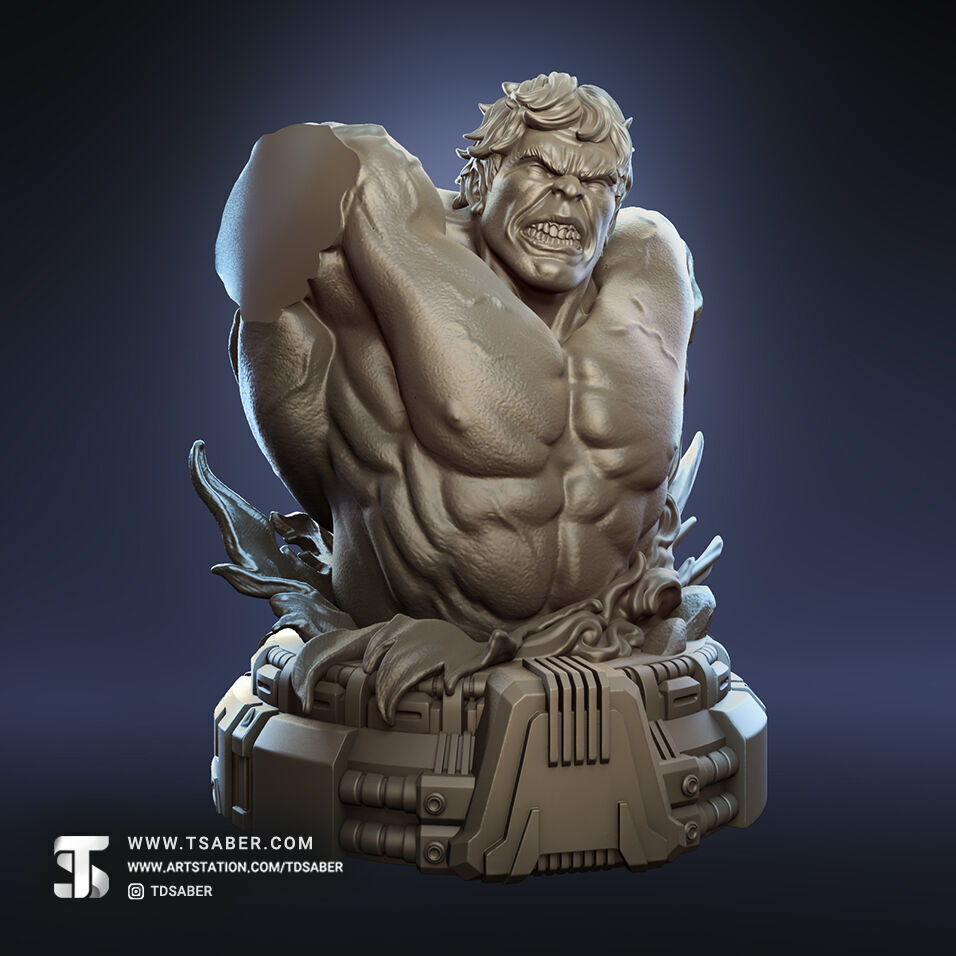 Hulk Rampage Bust 3D print model_2
