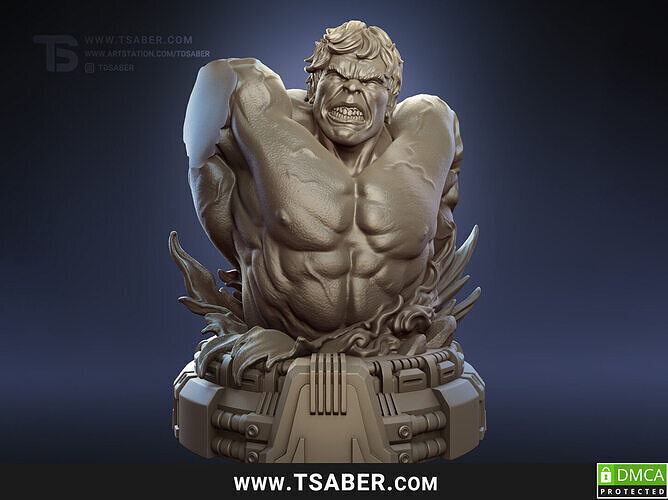 Hulk Rampage Bust 3D print model