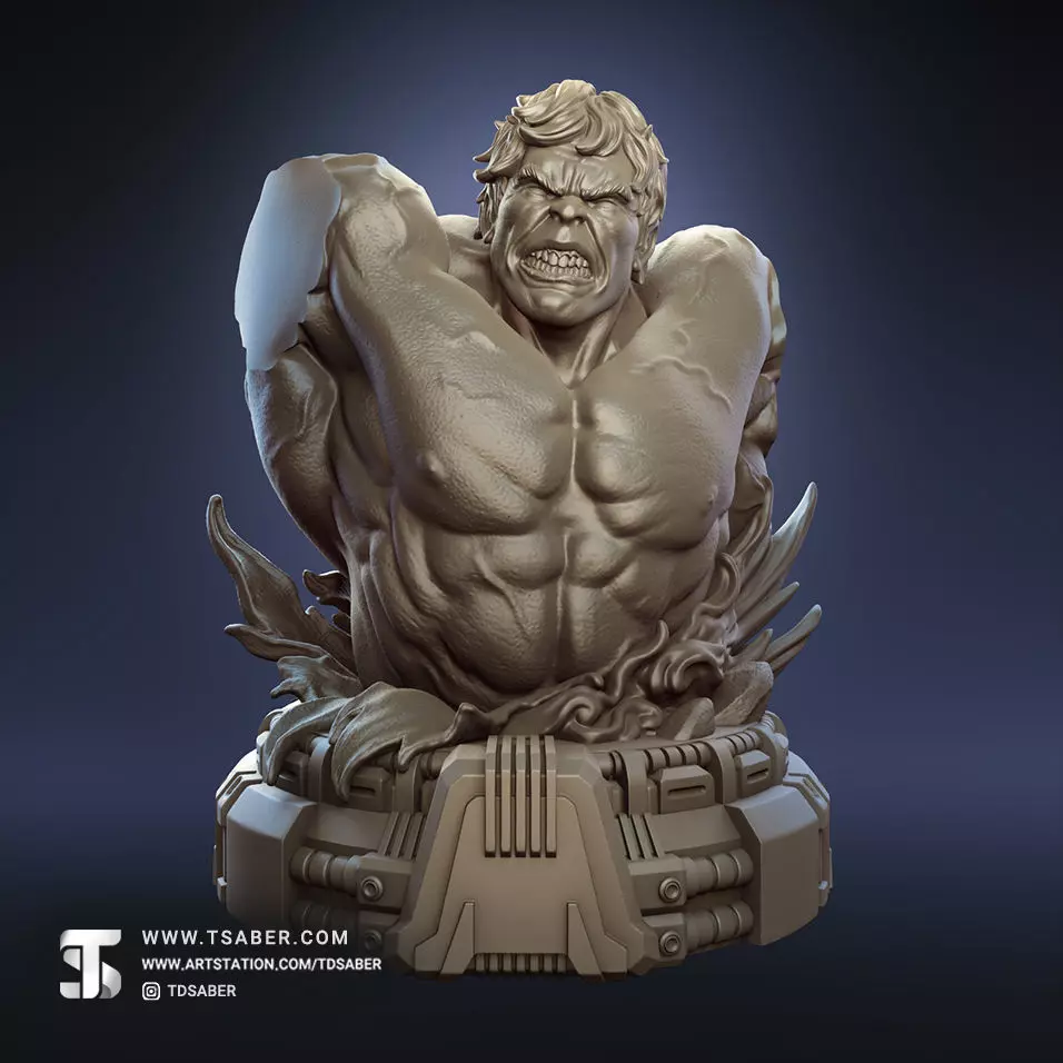 Hulk Rampage Bust 3D print model_1