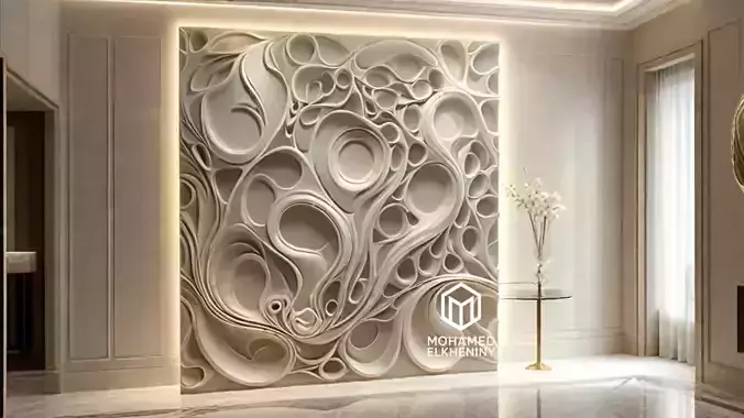 modern panel wall decor set wall relief mural CNC 144 3D model