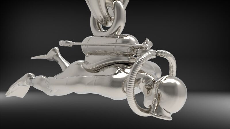 Scuba Diver Pendant 3D print model_22