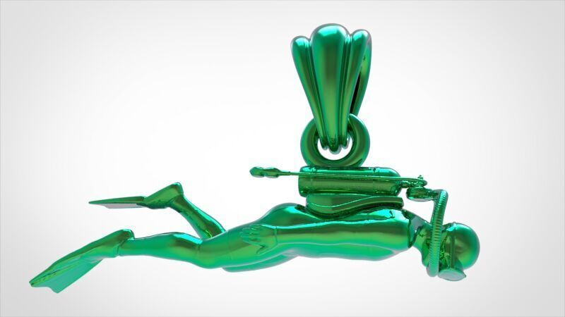 Scuba Diver Pendant 3D print model_16