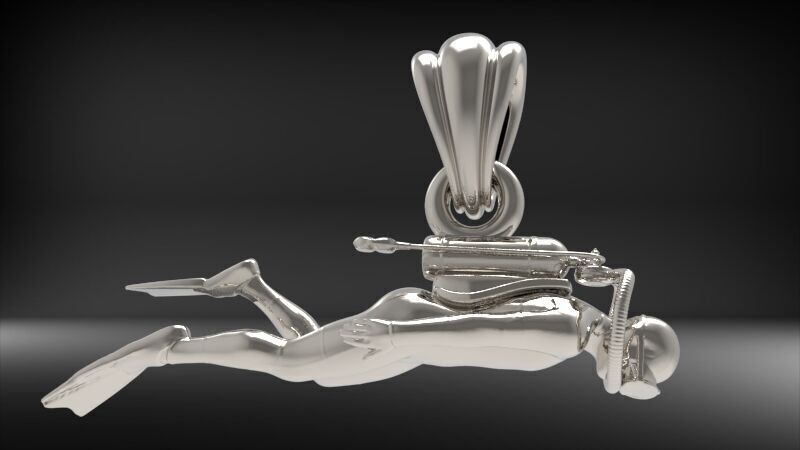 Scuba Diver Pendant 3D print model_13