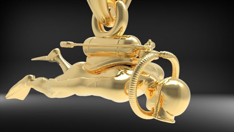 Scuba Diver Pendant 3D print model_4