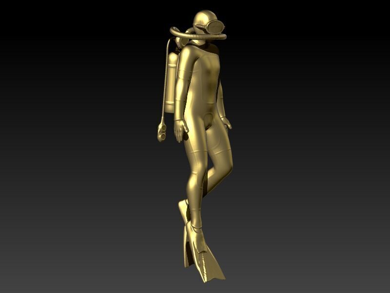Scuba Diver Pendant 3D print model_9