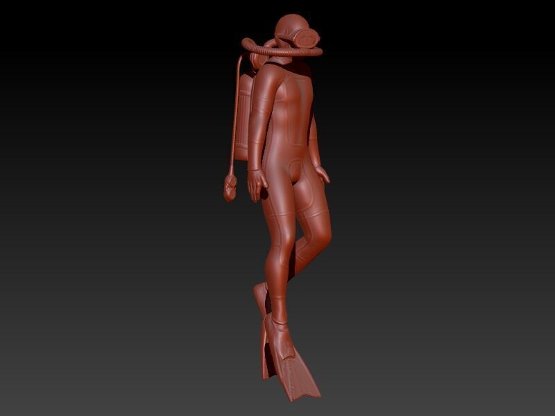 Scuba Diver Pendant 3D print model_7