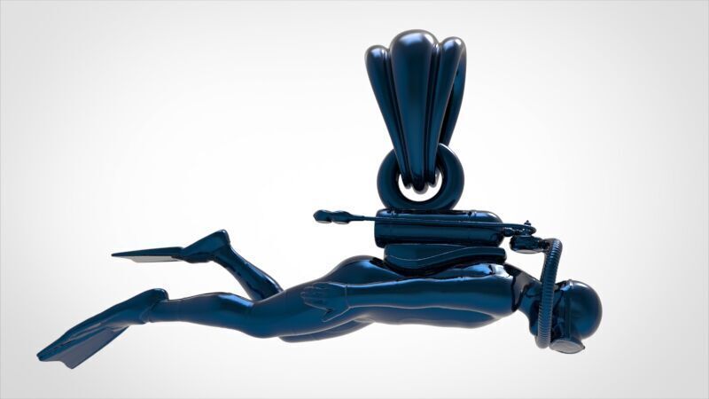 Scuba Diver Pendant 3D print model_17