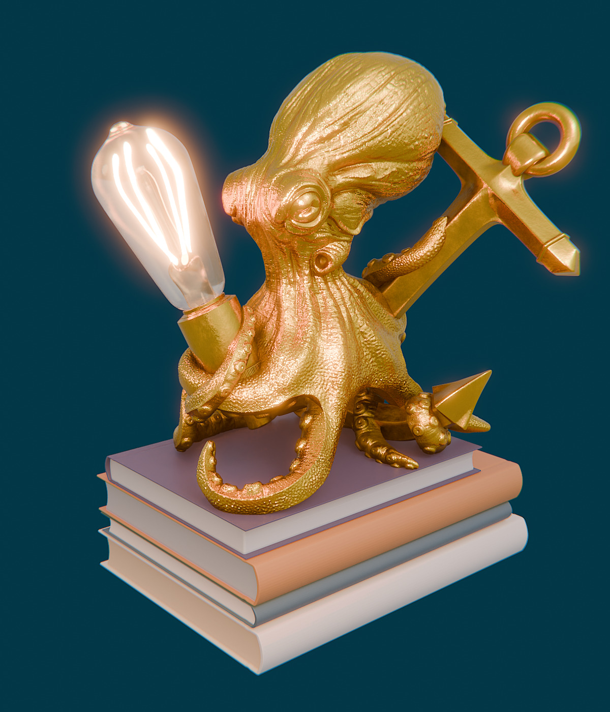 Octopus lamp 3D print model_5
