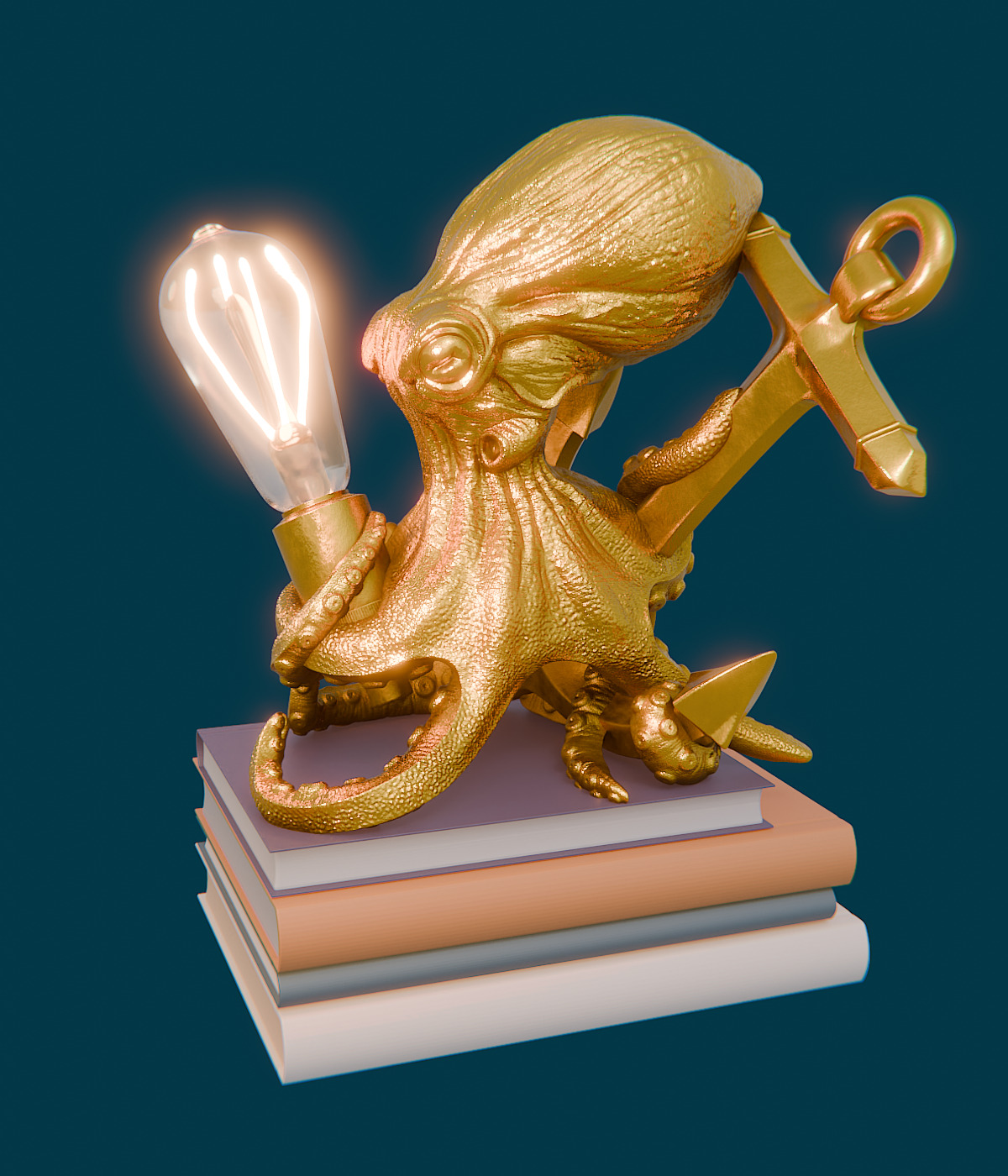 Octopus lamp 3D print model_6